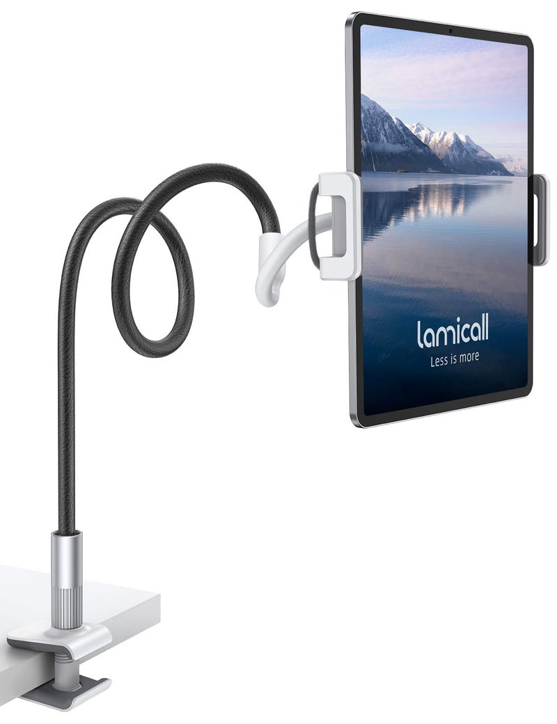 Lamicall Gooseneck Tablet Holder Mount : Flexible Arm Clip Tablet Stand for Bed, Desk Mount, Compatible with iPad Pro 11", Mini Air, Galaxy Tabs More 4.7 to 10.5" Phones and Tablets - Image 1